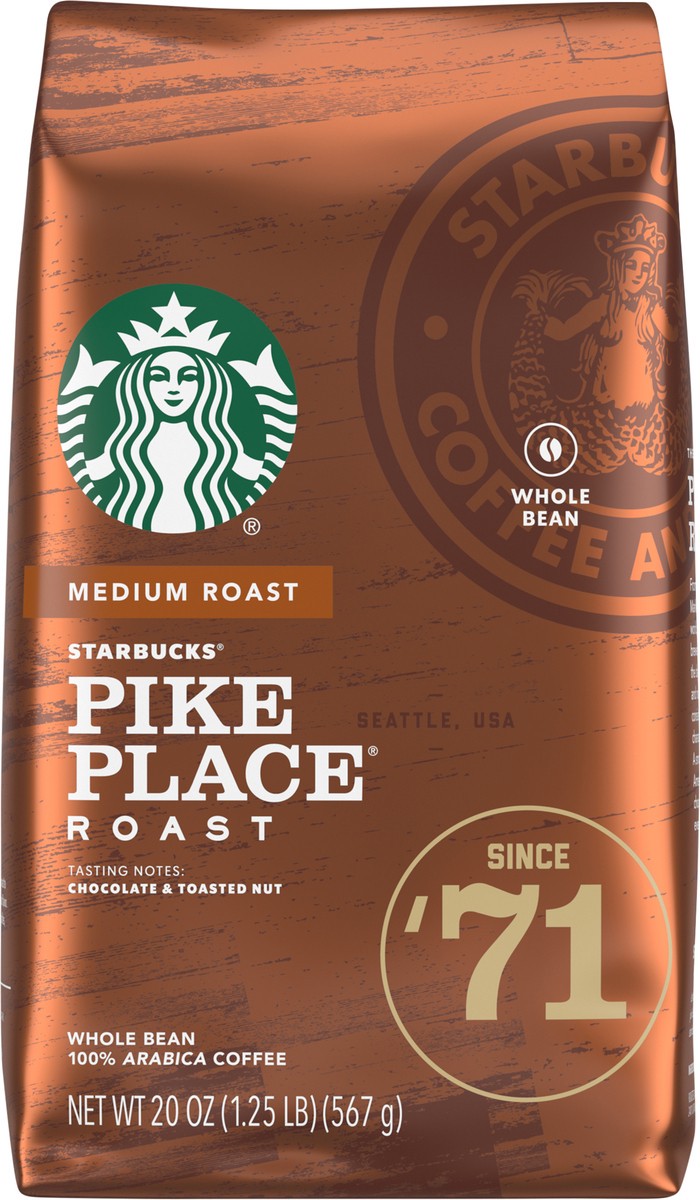 slide 3 of 9, Starbucks Whole Bean Coffee—Medium Roast Coffee—Pike Place Roast—100% Arabica—1 bag (20 oz), 20 oz