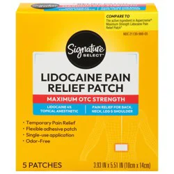 Signature Select Lidocaine Pain Relief Patches Maximum Strength 5 Ct - 5 CT