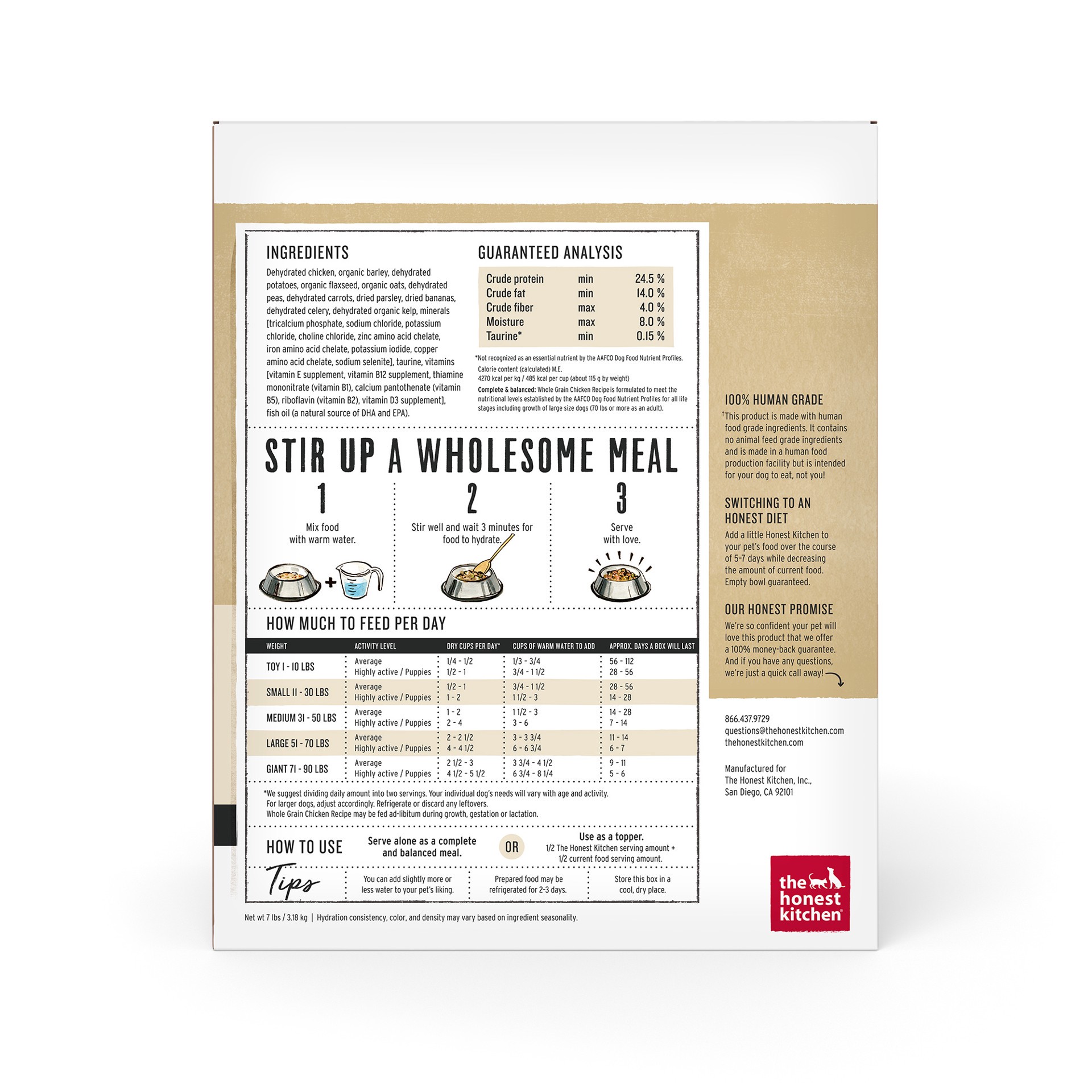 slide 3 of 9, The Honest Kitchen Dehydrated Wholemade™ Whole Grain Beef & Oat Dog Food, 7 lb Box, 7 lb