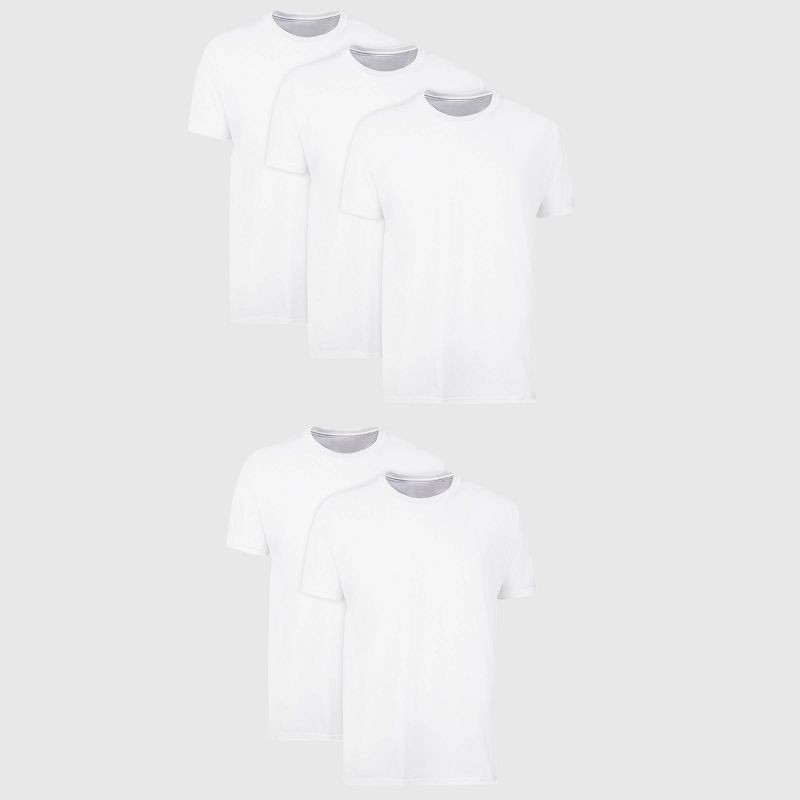 slide 1 of 7, Hanes Men's Crewneck T-Shirt with Fresh IQ 5pk - White XXL: Tagless, Moisture Wicking,, 5 ct