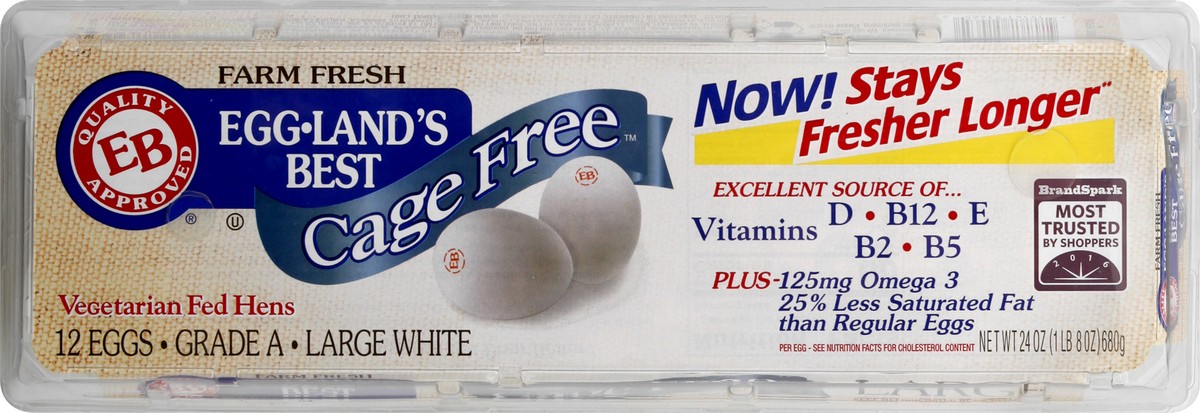 slide 6 of 10, Eggland's Best Large A Cage Free White, 