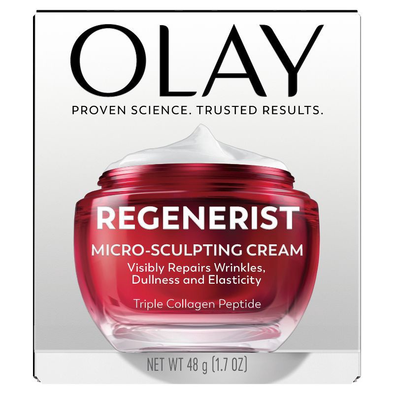 slide 1 of 15, Olay Regenerist Face Moisturizer Micro-Sculpting Cream - 1.7oz: Deep Hydration, Contains Peptides, Anti-Aging, Normal Skin, 1.7 oz