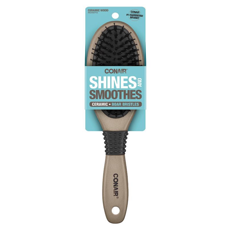 slide 2 of 4, Conair Ceramic Wood Nylon & Boar Bristle Cushion Hair Brush - All Hair, 1 ct