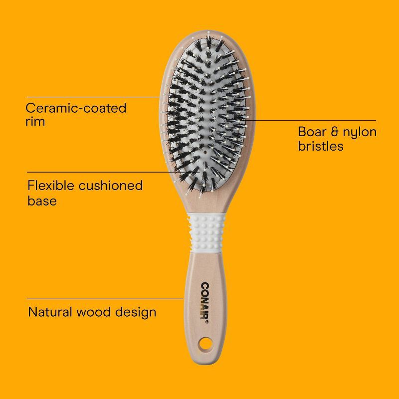 slide 2 of 7, Conair Ceramic Wood Nylon & Boar Bristle Cushion Hair Brush - All Hair, 1 ct