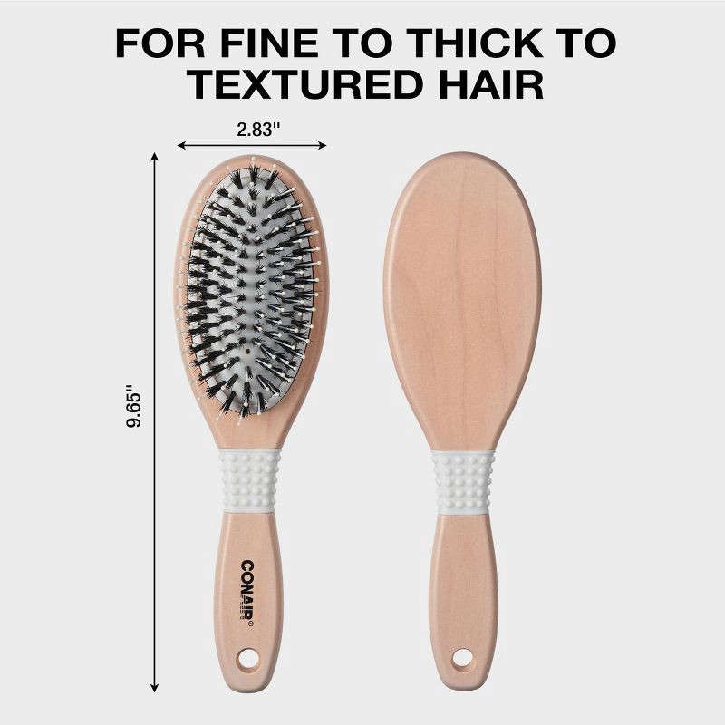 slide 5 of 7, Conair Ceramic Wood Nylon & Boar Bristle Cushion Hair Brush - All Hair, 1 ct