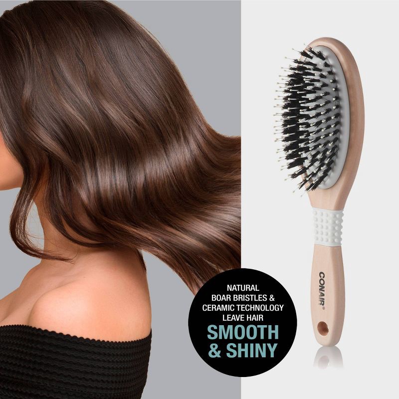 slide 6 of 7, Conair Ceramic Wood Nylon & Boar Bristle Cushion Hair Brush - All Hair, 1 ct