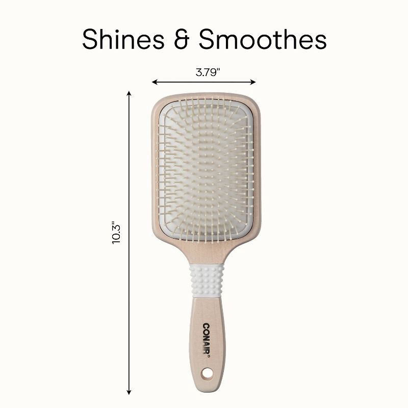 slide 2 of 8, Conair Ceramic Wood Nylon Bristle Cushion Paddle Hair Brush - All Hair, 1 ct