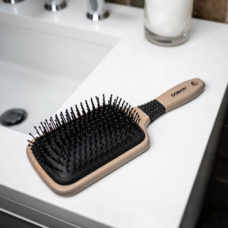 slide 4 of 4, Conair Ceramic Wood Nylon Bristle Cushion Paddle Hair Brush - All Hair, 1 ct