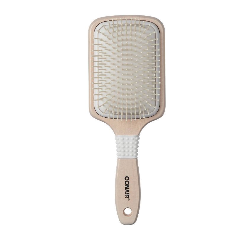 slide 1 of 8, Conair Ceramic Wood Nylon Bristle Cushion Paddle Hair Brush - All Hair, 1 ct