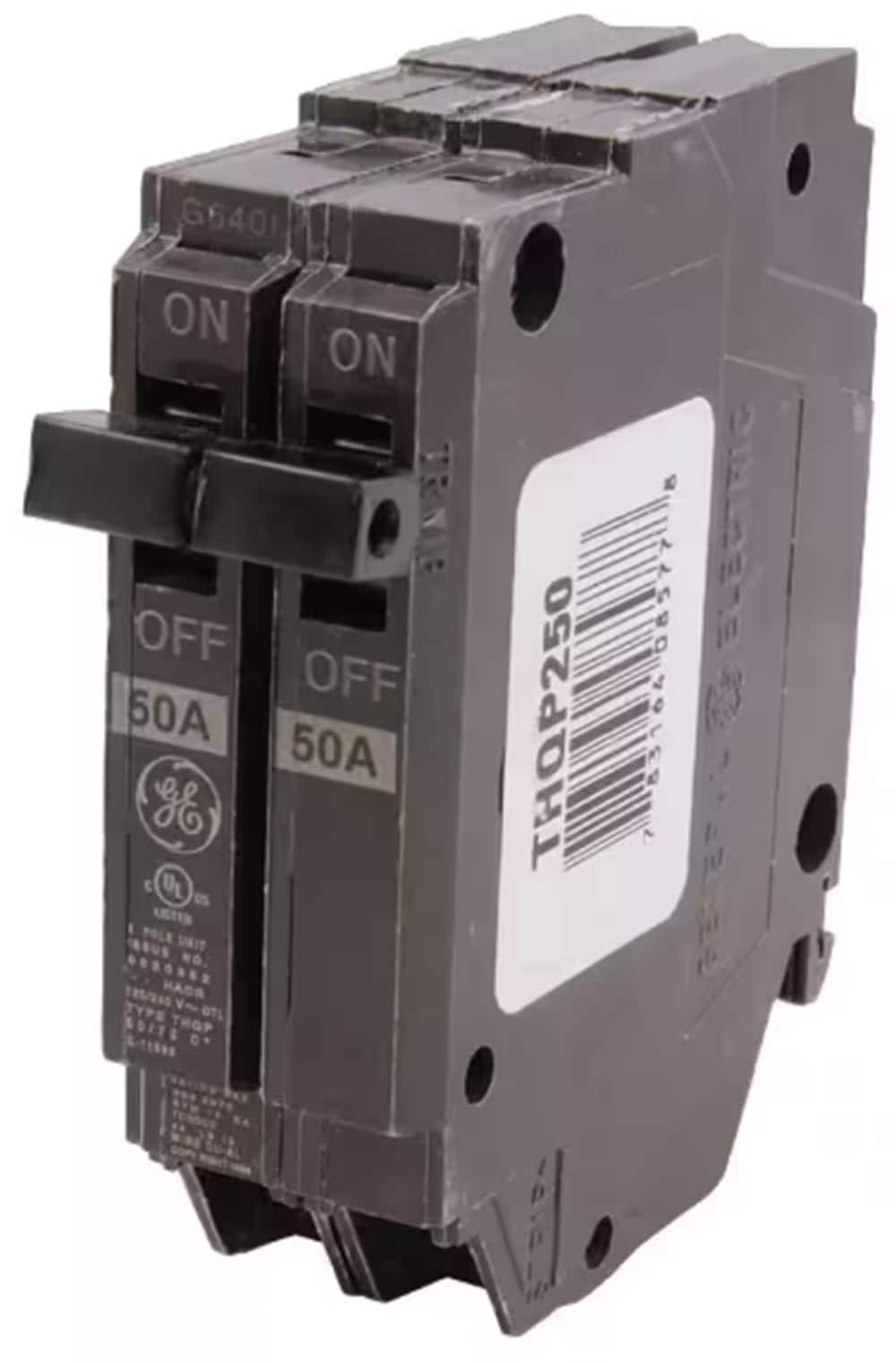 slide 5 of 6, GE Qline 50-amp 2 -Pole Standard trip Circuit Breaker, 1 ct