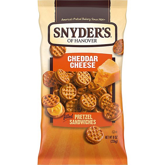 slide 1 of 1, Snyder's Of Hanover Cheddar Cheese Pretzel Sandwiches - 8 Oz, 8 oz