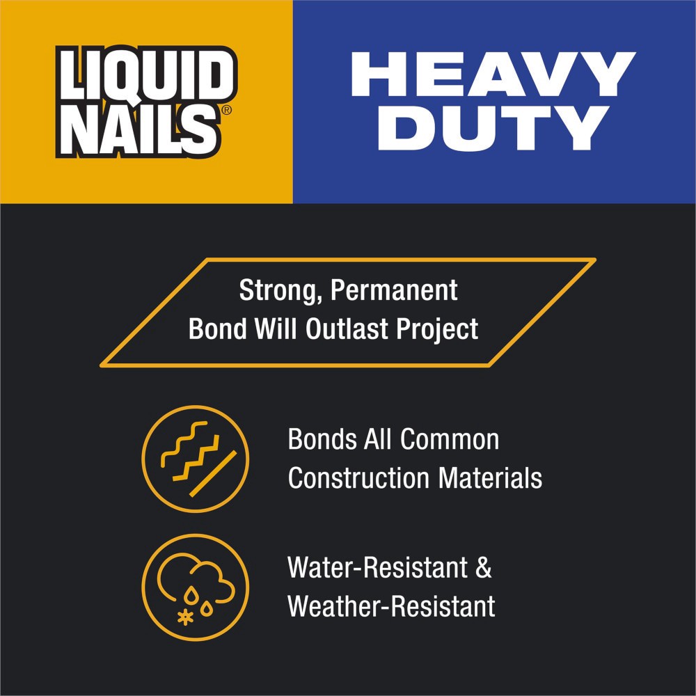 slide 2 of 6, LIQUID NAILS Heavy Duty Latex Off-white Multi-use Interior/Exterior Construction Adhesive ( 28-fl oz Fluid Oz), 1 ct
