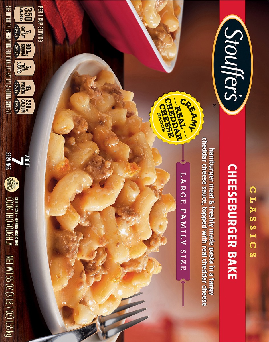 slide 8 of 8, Stouffer's Stouffer''s Large Family Size Cheeseburger Bake Frozen Meal, 55 oz