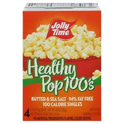 Jolly Time Microwave Popcorn Healthy Pop 100 Calorie Butter & Sea Salt Bags - 4-1.2 Oz