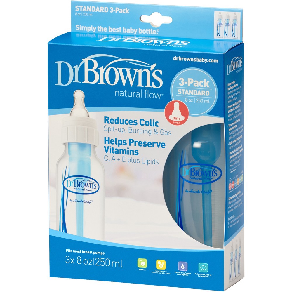 slide 2 of 7, Dr. Brown's Natural Flow Anti-Colic Baby Bottle - Blue - 8oz/3pk, 3 ct; 8 oz