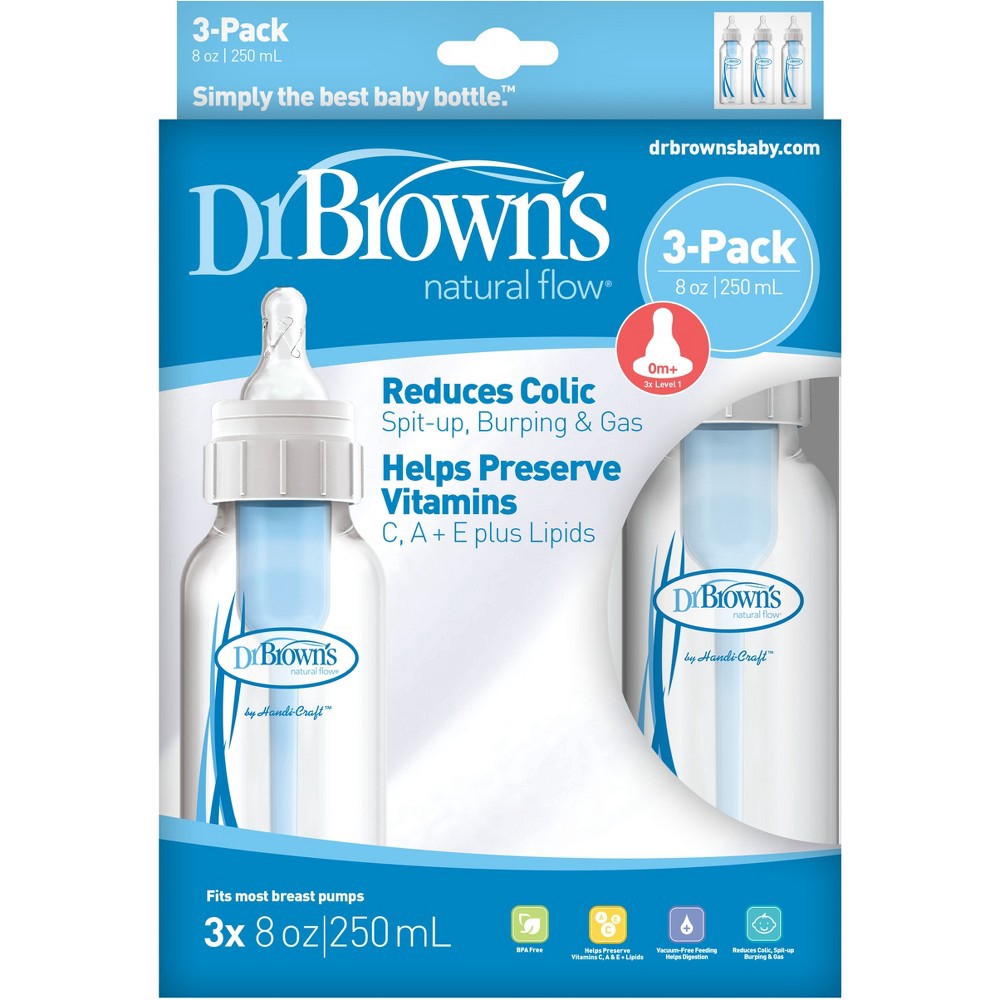 slide 3 of 7, Dr. Brown's Natural Flow Anti-Colic Baby Bottle - Blue - 8oz/3pk, 3 ct; 8 oz