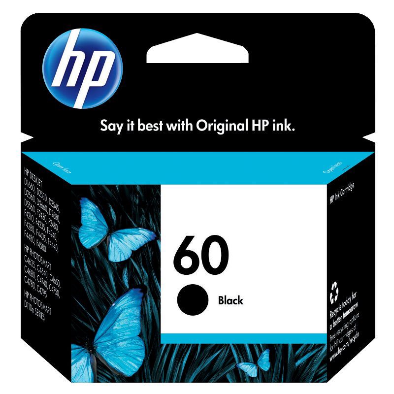slide 1 of 5, HP Inc. HP 60 Single Ink Cartridge - Black (CC640WN#140), 1 ct