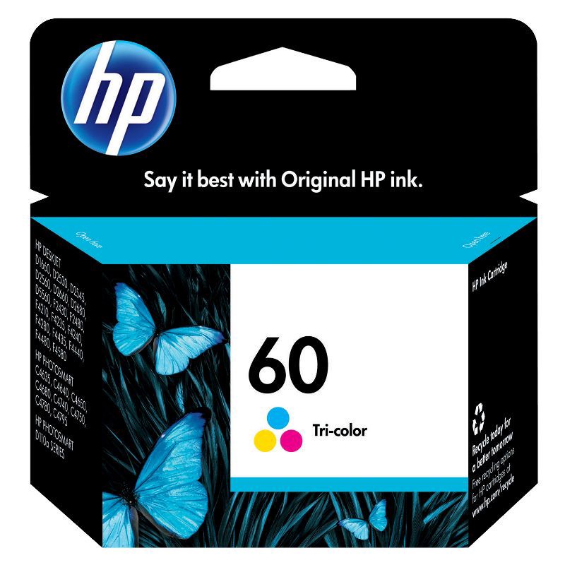 slide 1 of 6, HP Inc. HP 60 Single Ink Cartridge - Tri-color (CC643WN#140), 1 ct