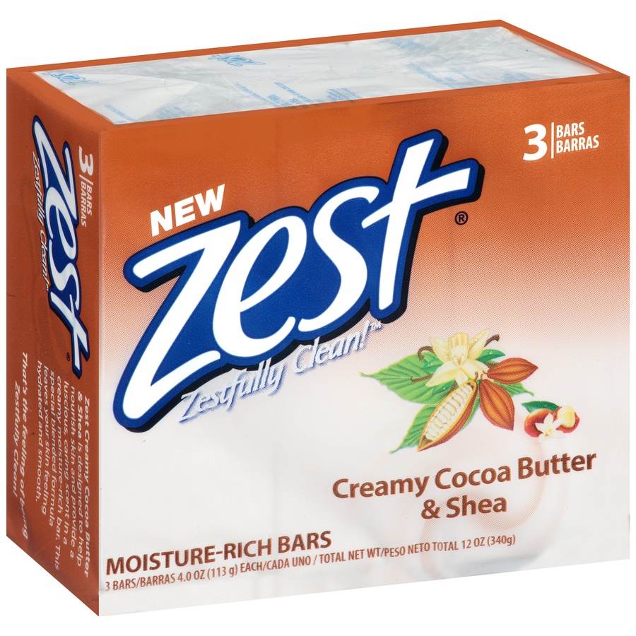slide 2 of 7, Zest Creamy Cocoa Butter & Shea Moisture Rich Bars, 3 ct; 4 oz