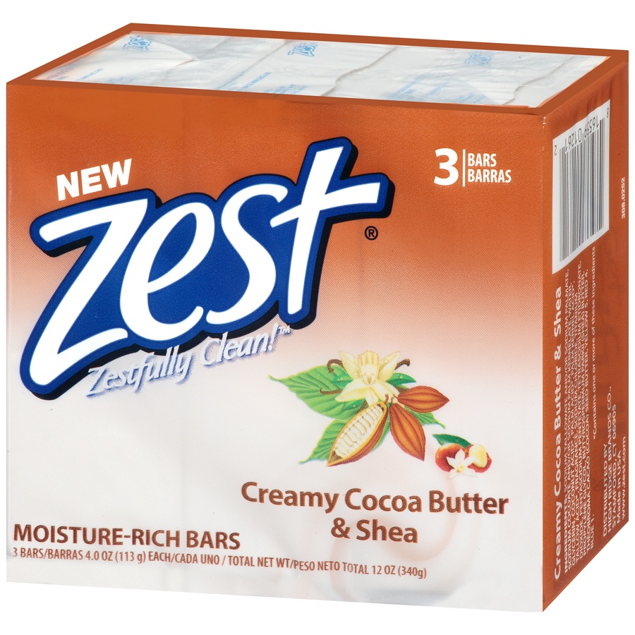 slide 3 of 7, Zest Creamy Cocoa Butter & Shea Moisture Rich Bars, 3 ct; 4 oz