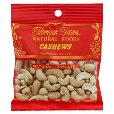 slide 1 of 1, Flanigan Farms Cashews Natural Unsalted - 2.5 Oz, 2.5 oz