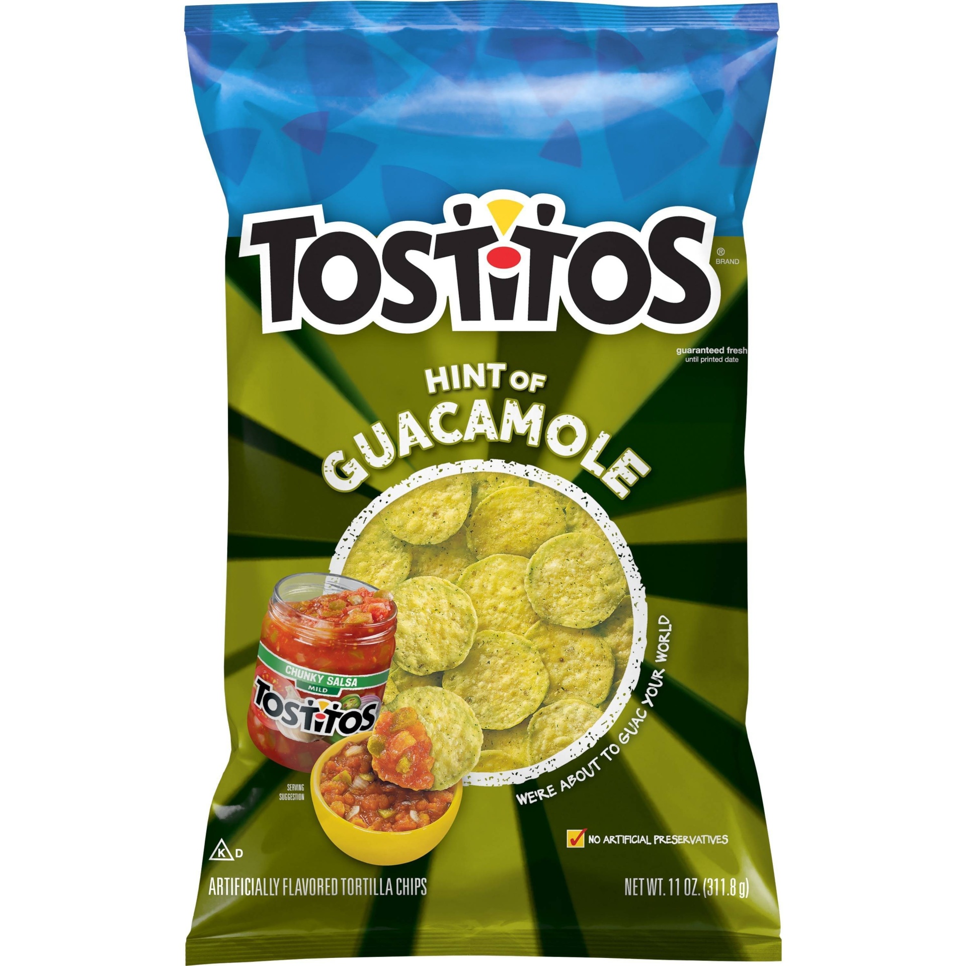 slide 1 of 3, Tostitos Hint Of Guac Bt Sz Rnd, 12 oz