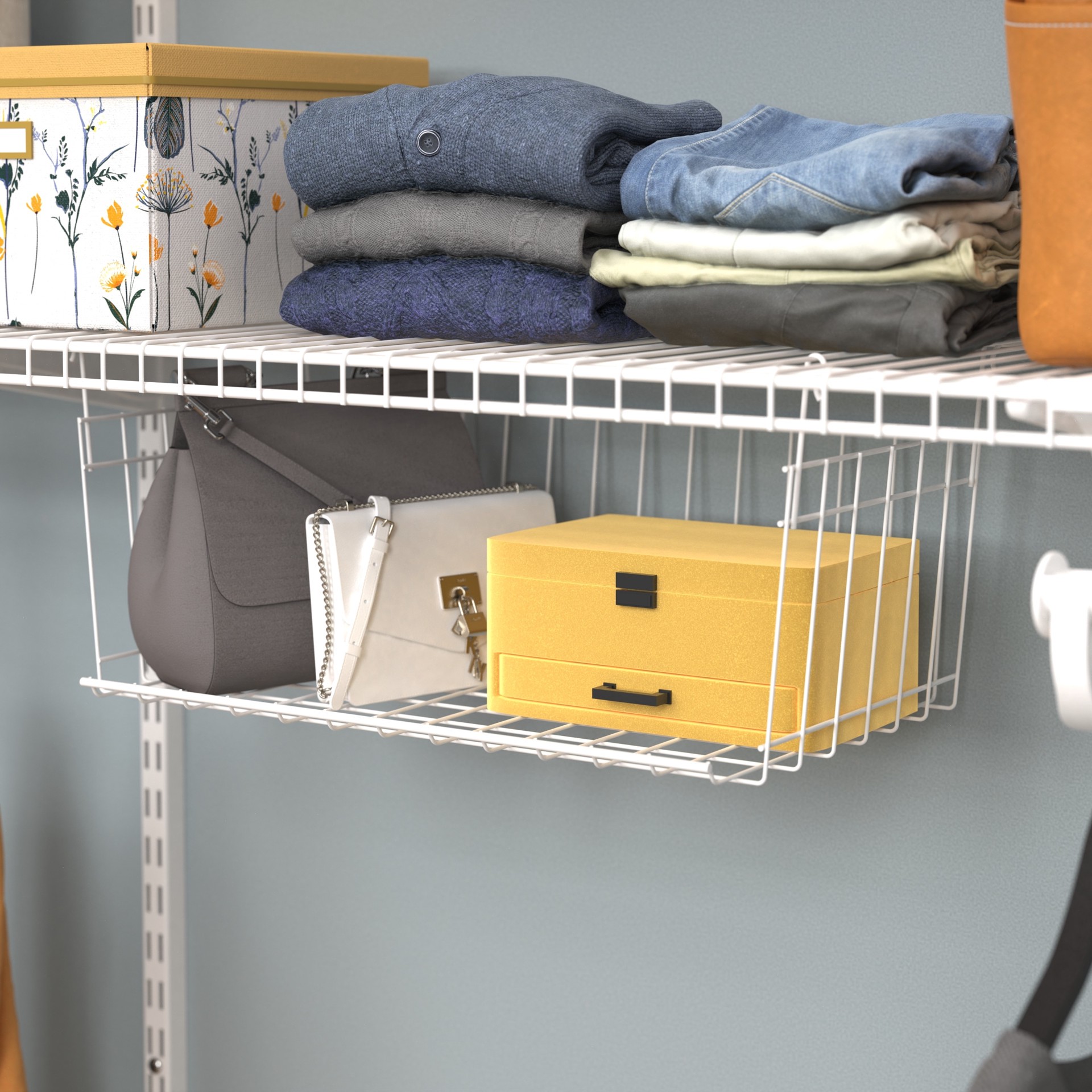 slide 4 of 6, ClosetMaid Hanging 18.4-in x 8.0-in x 10.7-in White Wire Basket, 1 ct