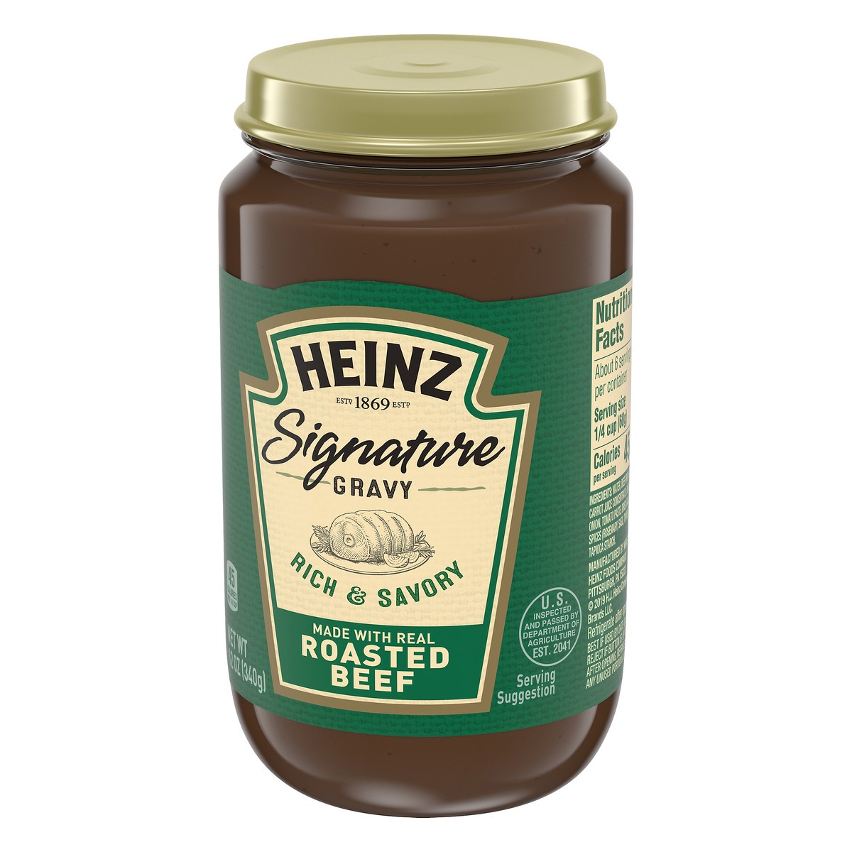 slide 3 of 10, Heinz Signature Rich & Savory Gravy with Real Roasted Beef, 12 oz Jar, 12 oz