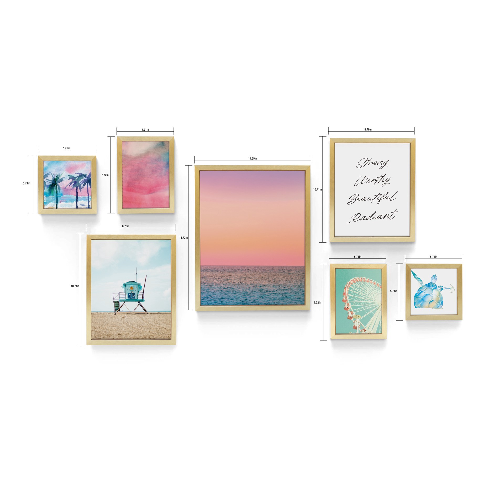 slide 2 of 3, Gold 7 Piece 123 Gallery Wall Frame Set By Studio Decor, 7 ct