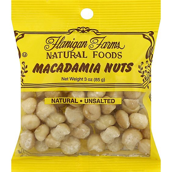 slide 1 of 1, Flanigan Farms Macadamia Nuts Natural Unsalted - 3 Oz, 3 oz