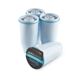 ZeroWater Replacement Filters 4pk: BPA-Free, Reduces Odors, Filters Lead & Chlorine, 4 Pieces, White