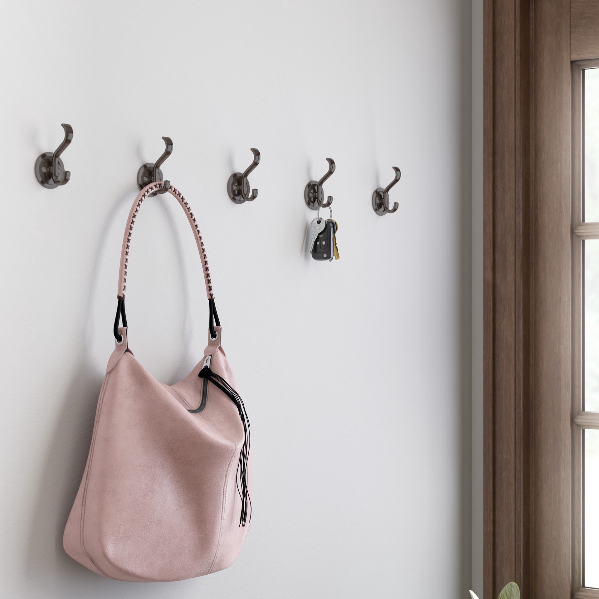 slide 3 of 6, allen + roth 1 -Hook 1.75-in x 1.75-in H Venetian Bronze Decorative Wall Hook ( 25-lb Capacity), 1 ct