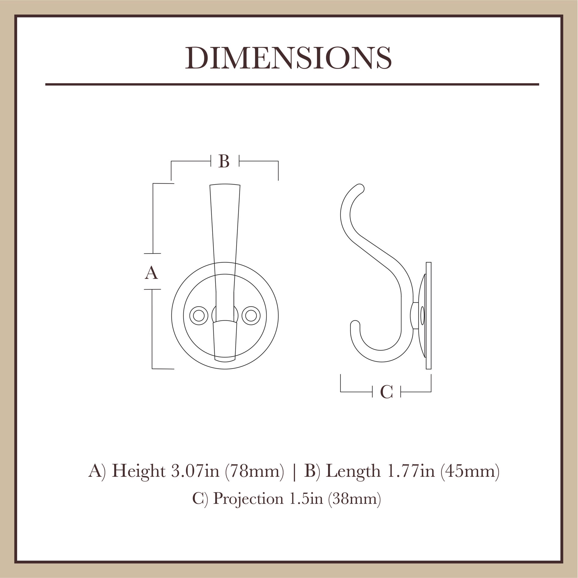 slide 4 of 6, allen + roth 1 -Hook 1.75-in x 1.75-in H Venetian Bronze Decorative Wall Hook ( 25-lb Capacity), 1 ct