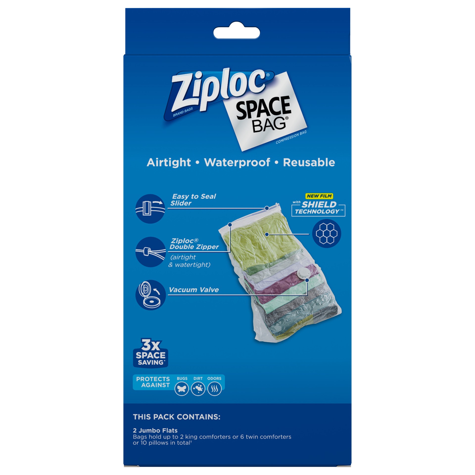 slide 2 of 5, Ziploc Space Bag Jumbo Flats, 2 ct, 2 ct