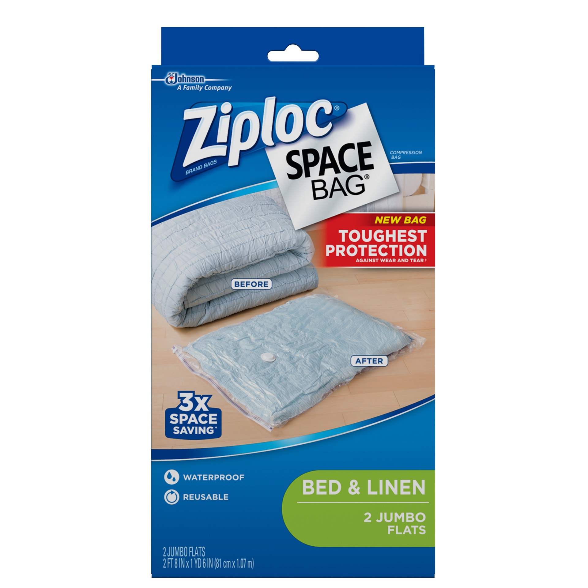 slide 1 of 5, Ziploc Space Bag Jumbo Flats, 2 ct, 2 ct