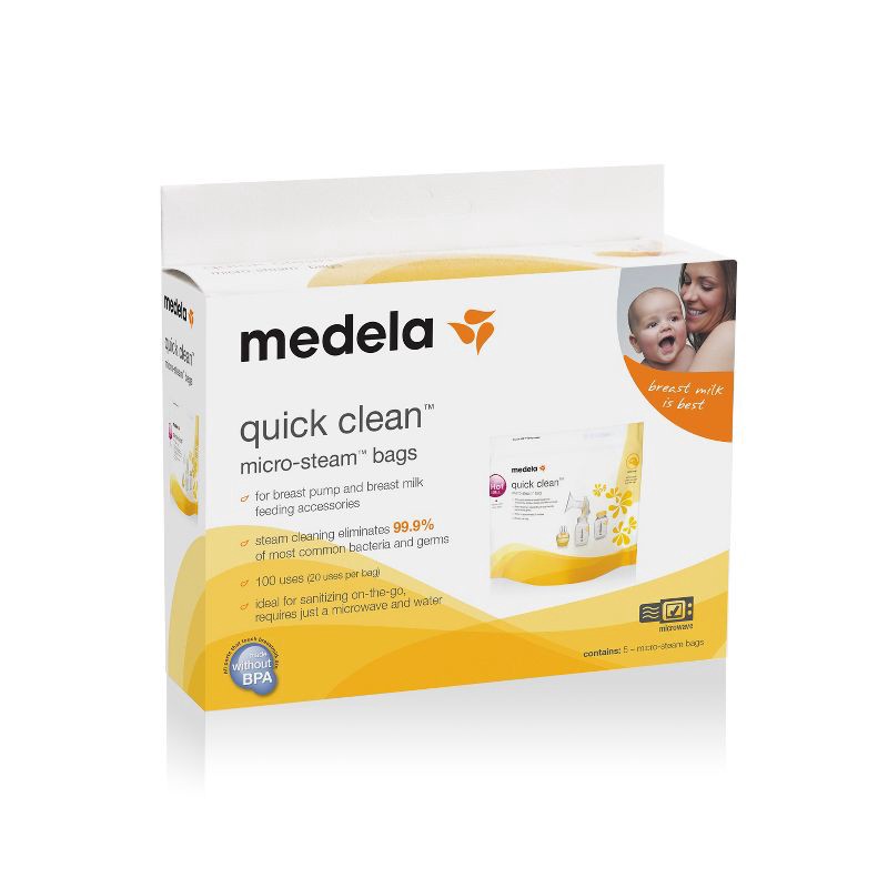 slide 3 of 10, Medela Quick Clean Micro-Steam Sanitizing Bags - 5ct, 5 ct