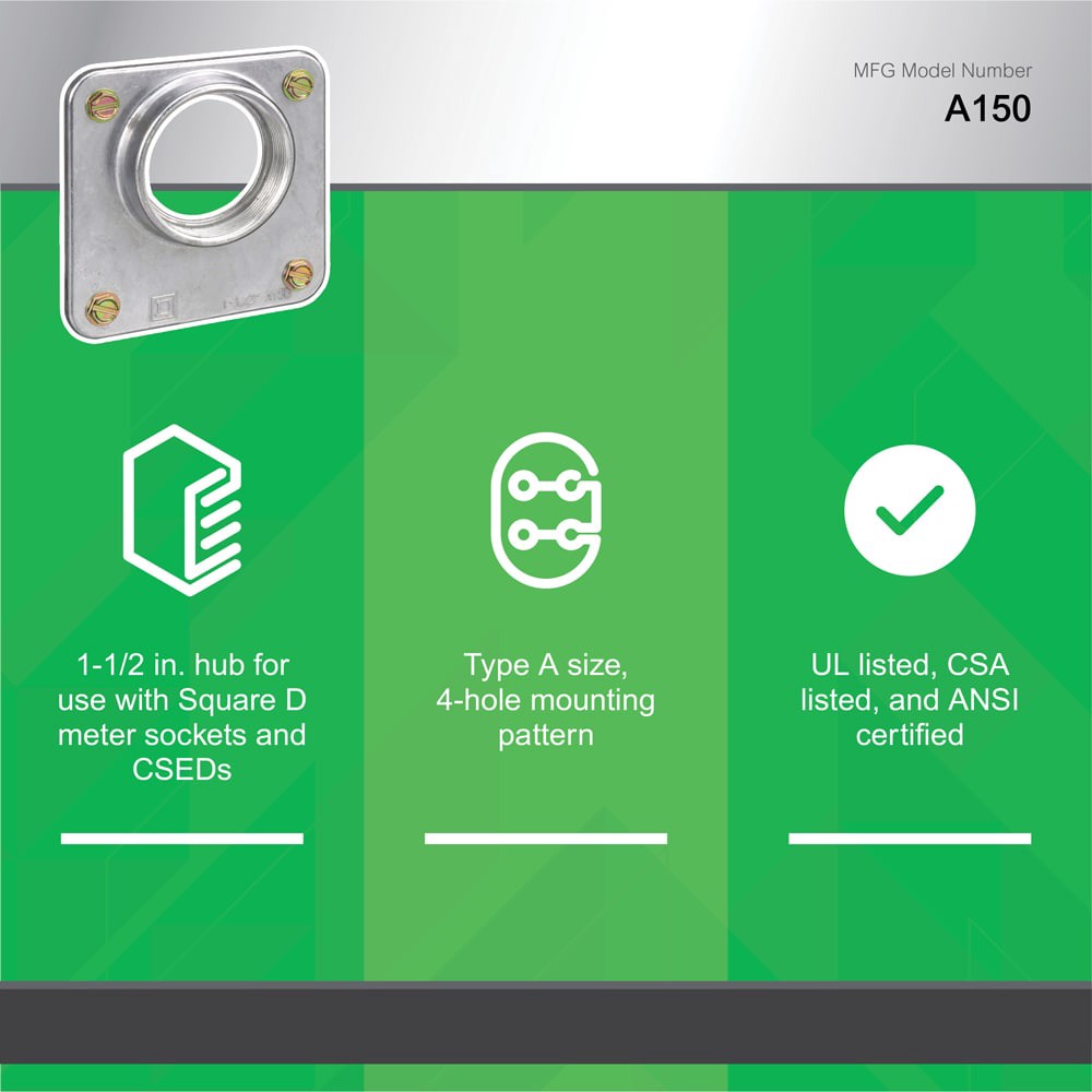 slide 3 of 4, Square D 1.5-in Hub, 1 ct
