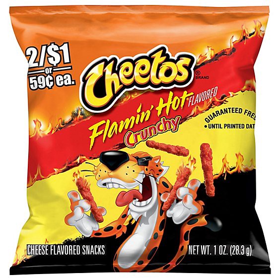 slide 1 of 1, Cheetos Snacks Cheese Flavored Crunchy Flamin Hot - 1 Oz, 1 oz
