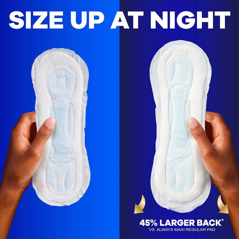 slide 8 of 11, Always Maxi Pads Overnight Absorbency Unscented without Wings - Size 4 - 28ct, 4 x 28 ct