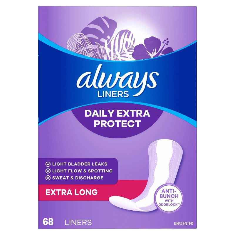 slide 2 of 10, Always Anti-Bunch Xtra Protection Liners - Extra Long - 68ct, 68 ct