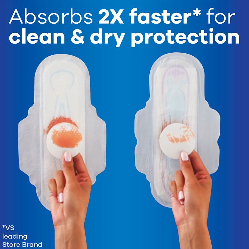 slide 4 of 9, Always Long Absorbency Unscented Ultra Thin Pads with Wings - Size 2 - 42ct, 42 ct