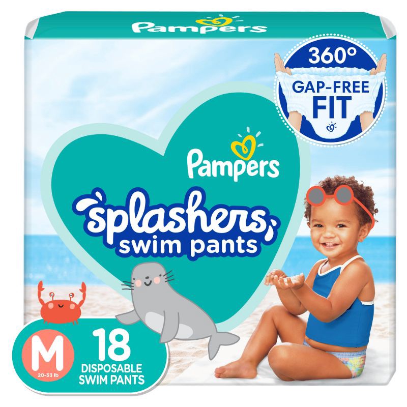 slide 1 of 11, Pampers Splashers Disposable Swim Pants Jumbo Pack - M - 18ct, 18 ct