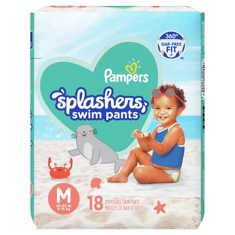 slide 8 of 11, Pampers Splashers Disposable Swim Pants Jumbo Pack - M - 18ct, 18 ct