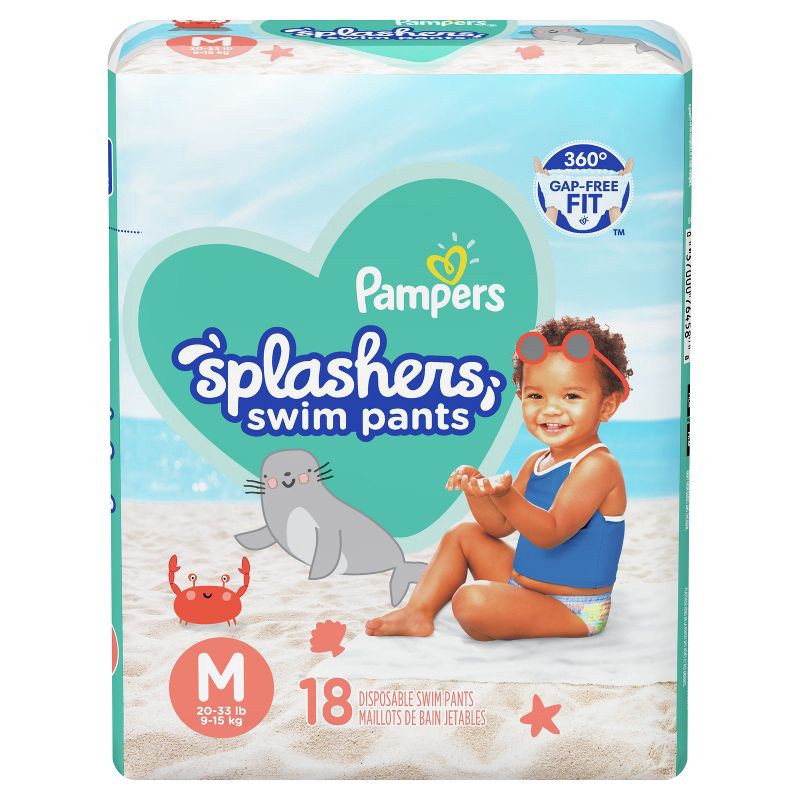 slide 11 of 11, Pampers Splashers Disposable Swim Pants Jumbo Pack - M - 18ct, 18 ct