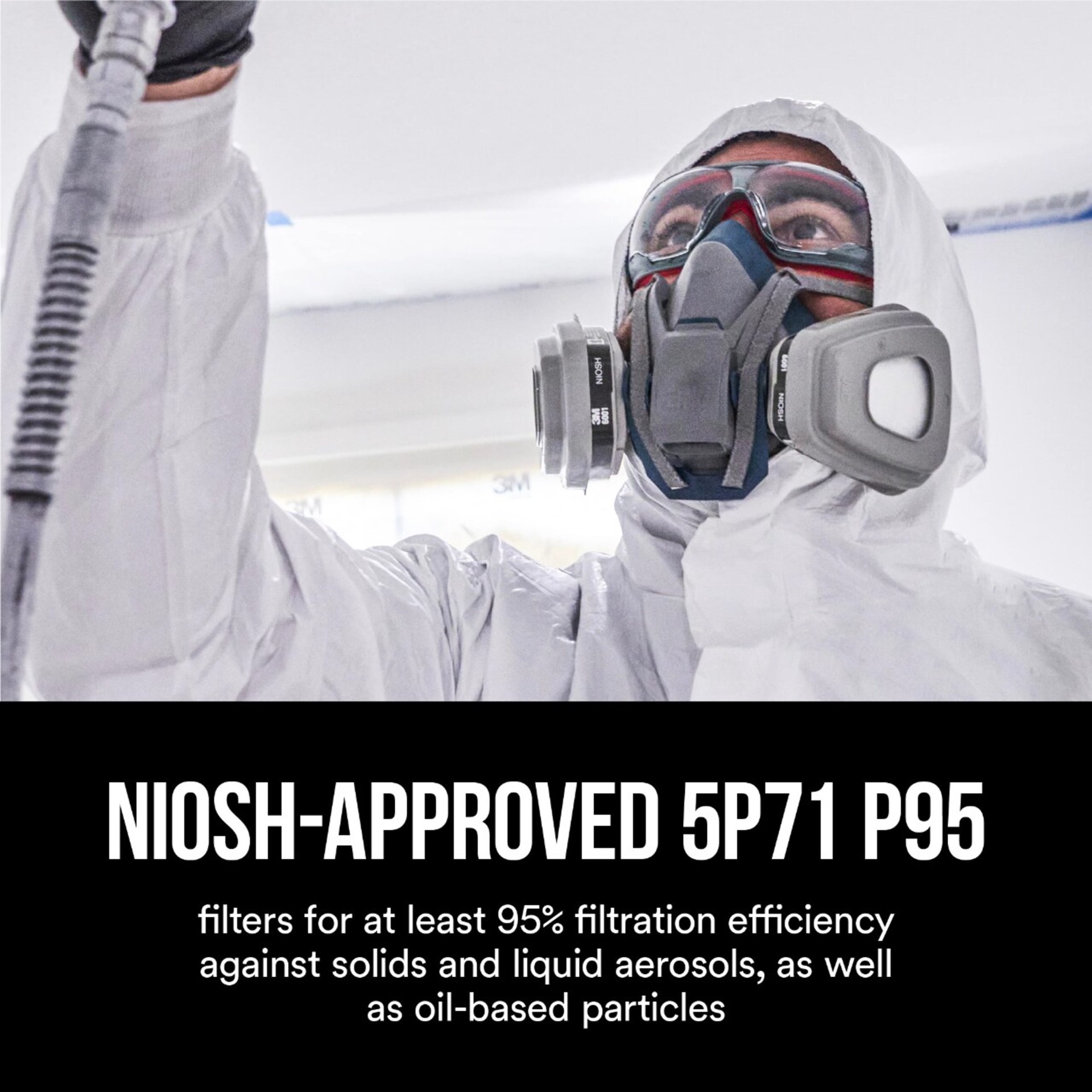 slide 5 of 6, 3M Grey P95 Half Face Respirator, 1 ct