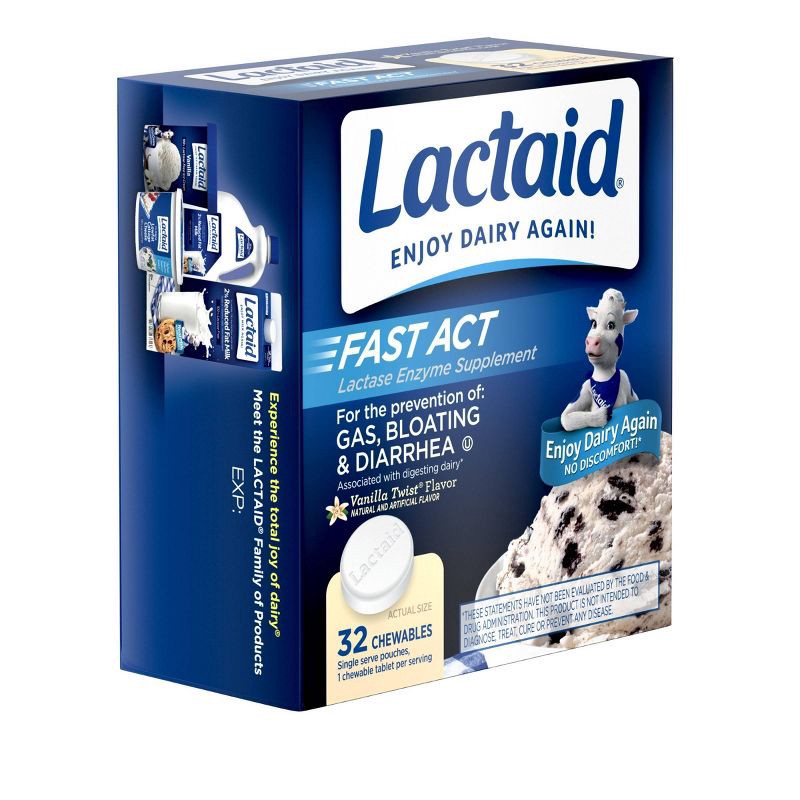 slide 4 of 6, Lactaid Fast Act Lactose Relief Chewables - Vanilla - 32pk, 32 ct