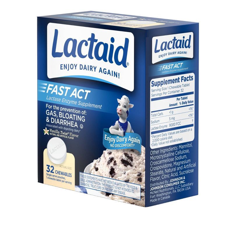 slide 5 of 6, Lactaid Fast Act Lactose Relief Chewables - Vanilla - 32pk, 32 ct