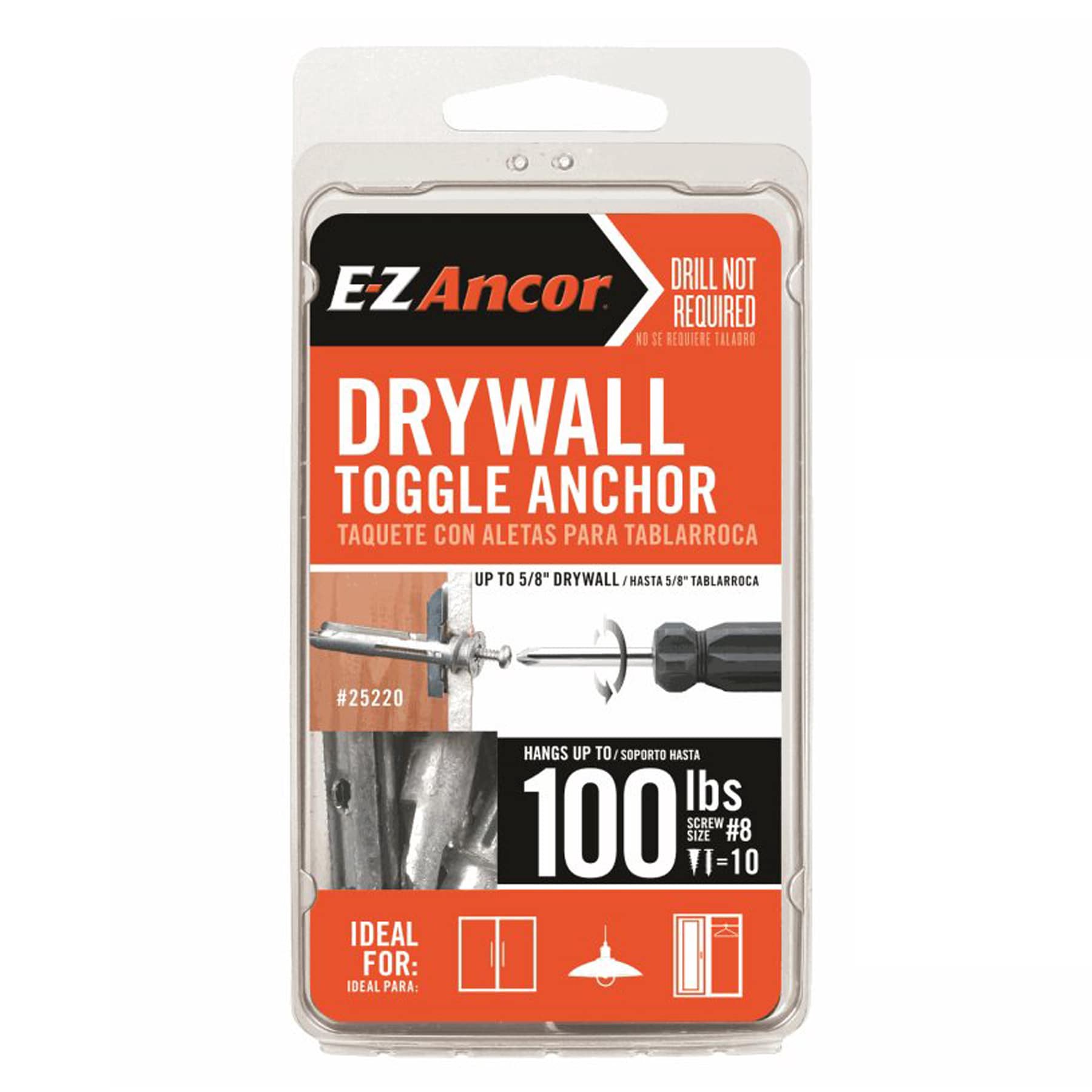 slide 1 of 6, E-Z Ancor 100-lb 5/8-in x 2-1/2-in Toggle Bolt Anchors with Screws Included 10 -Pack, 1 ct