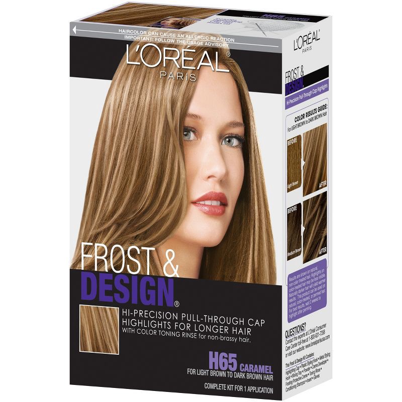 slide 2 of 3, L'Oreal Paris Frost & Design Hi-Precision Pull-Through Cap Highlights - H65 Caramel - 1 Kit, 1 ct