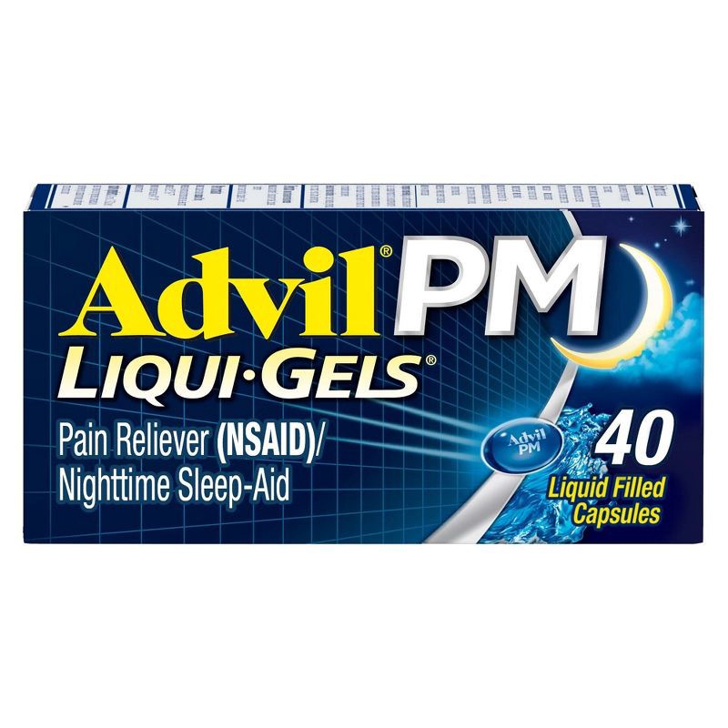 slide 1 of 8, Advil PM Liqui-Gels Pain Reliever/Nighttime Sleep Aid Liquid Filled Capsules - Ibuprofen (NSAID) - 40ct, 40 ct